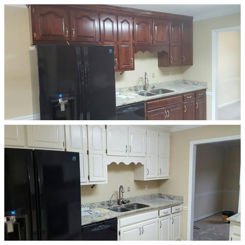 Kitchen cabinetry comparison, project comparison supplied by Pope's Painting