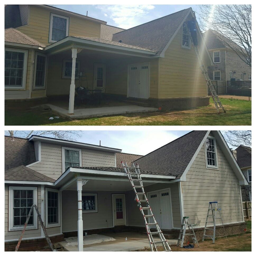 Exterior project comparison, project comparison supplied by Pope's Painting
