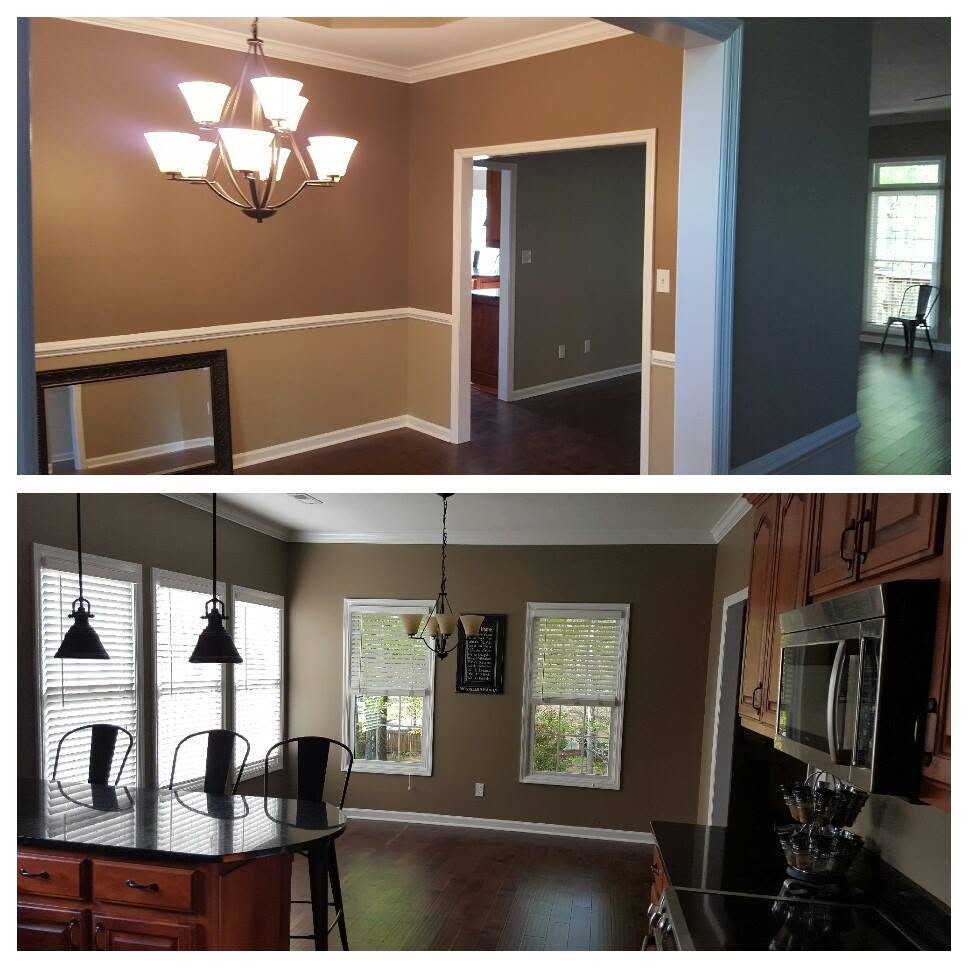 Dining room color refresh, project comparison supplied by Pope's Painting
