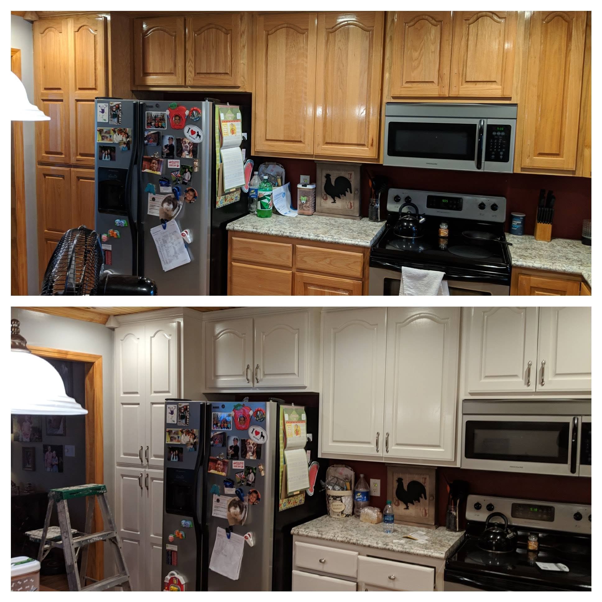 Kitchen cabinet comparison, project comparison supplied by Pope's Painting