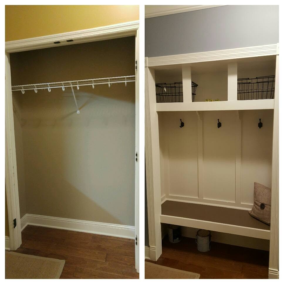 Entryway storage refresh, project comparison supplied by Pope's Painting