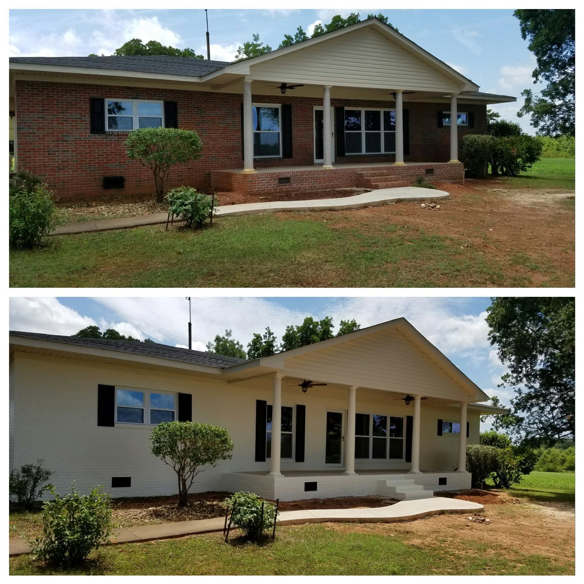 Front porch transformation, project comparison supplied by Pope's Painting