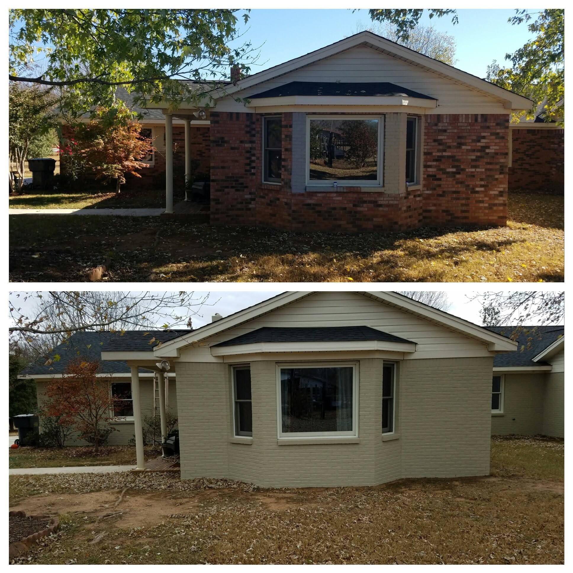 Bay window exterior transformation, combined project comparison supplied by Pope's Painting