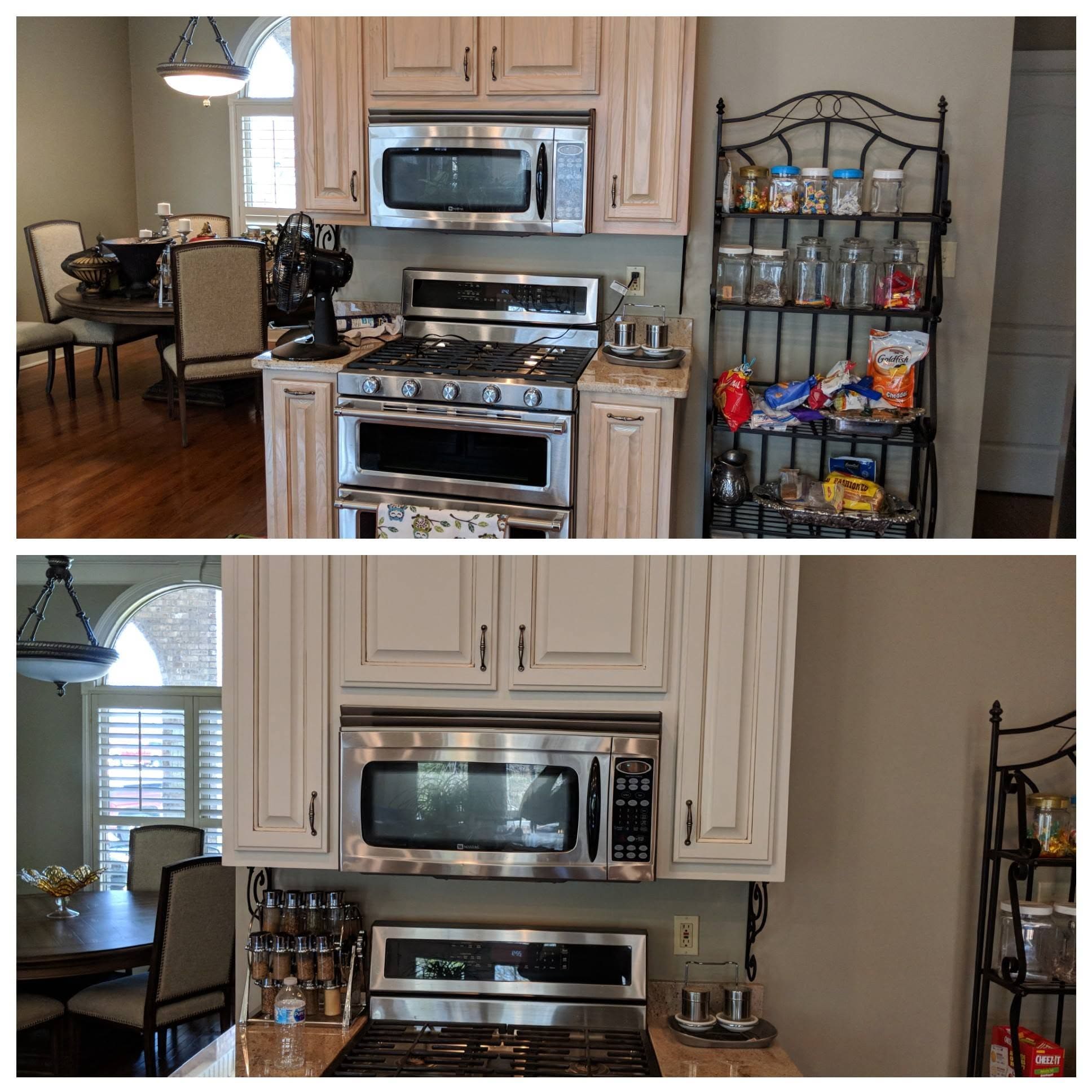 Kitchen cabinet detail, project comparison supplied by Pope's Painting