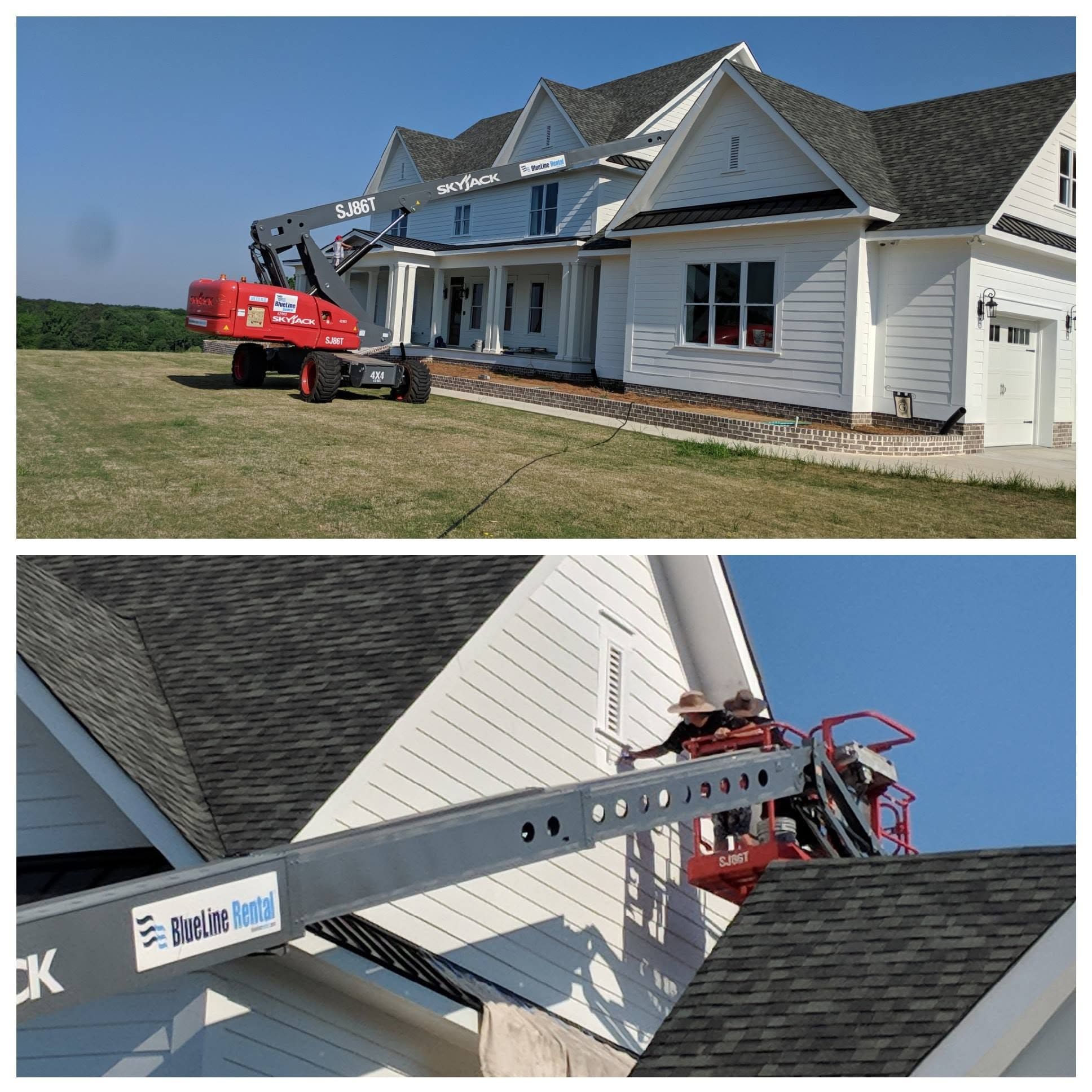Exterior painting in progress, project comparison supplied by Pope's Painting