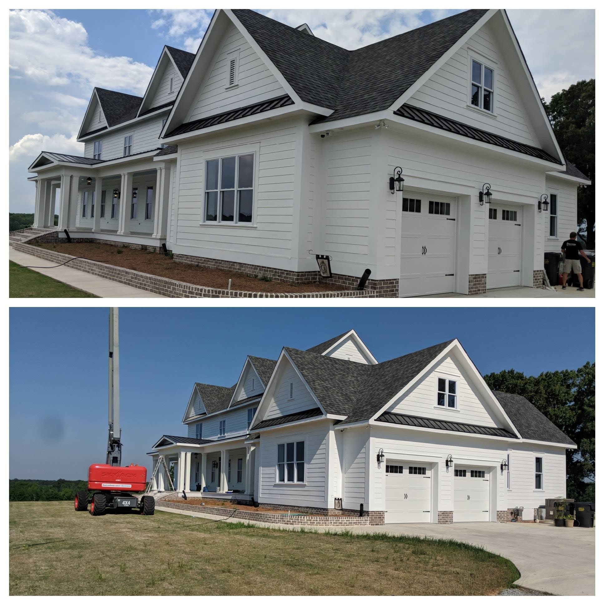 Residential exterior views, project comparison supplied by Pope's Painting