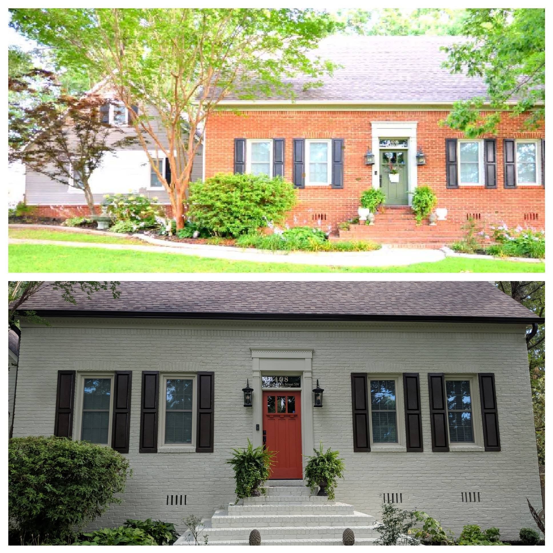 Brick home refresh, project comparison supplied by Pope's Painting