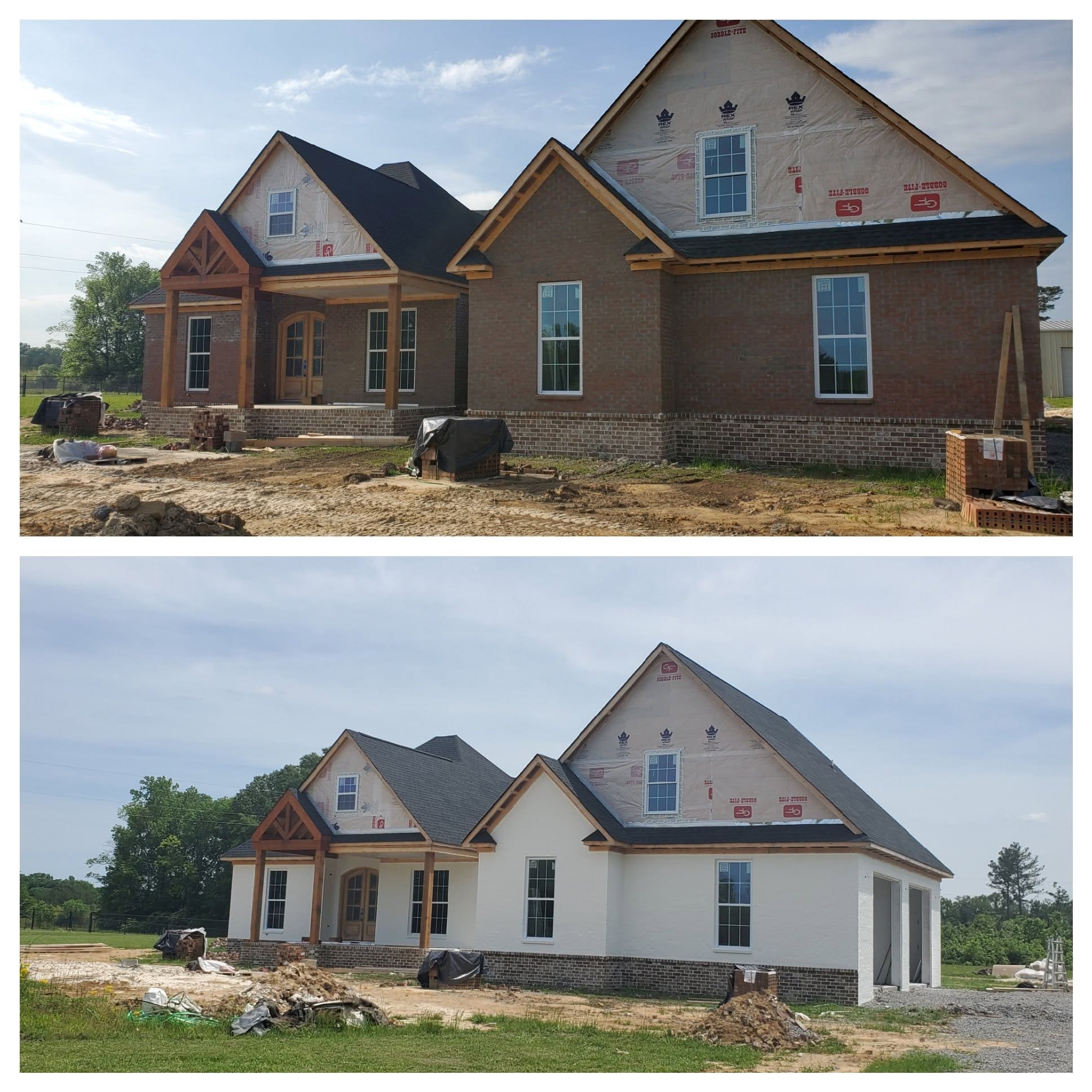New home exterior, project comparison supplied by Pope's Painting